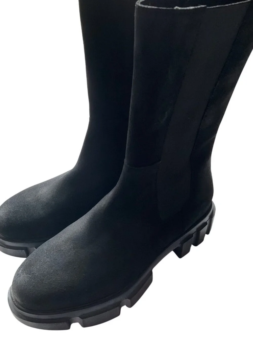 Free People 38 US 7.5-8 Brooks Chelsea Boots Distressed Suede Black Grunge
